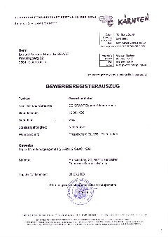 Registerauszug für das sog. Säger-Gewerbe.